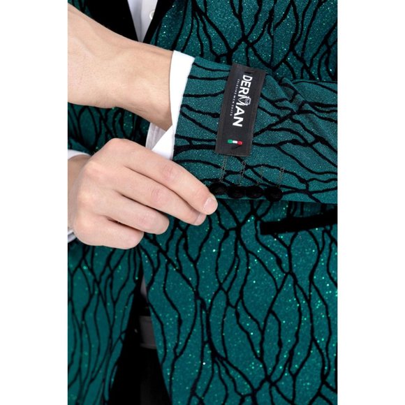 Derman Green Silvery Patterned Fabric Tuxedo - Picture 6 of 7